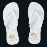 Mrs. Last Name Flip Flops with Gold Foil<br><div class="desc">Mrs. Last Name Flip Flops with Gold Foil Typography. The flip flops can be paired with Mr. Silver Flip Flops.</div>