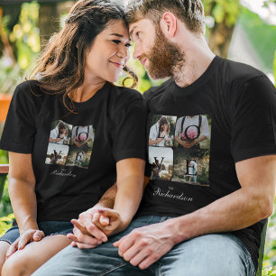 Mrs. Love Newlyweds Wedding Photo Collage Black Tri-Blend Shirt