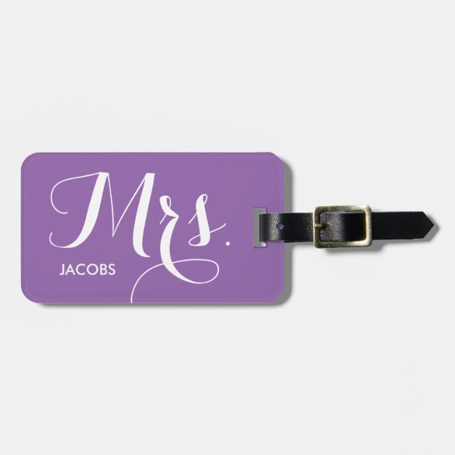 Mrs. Luggage Tag - purple (Front Horizontal)