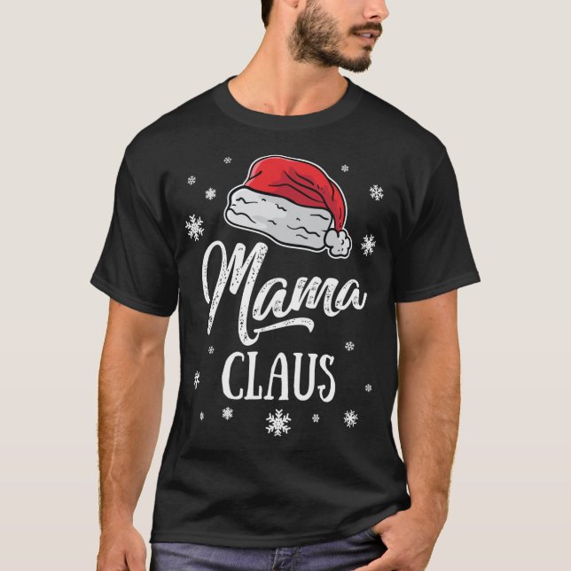 Mrs. Mama Santa Claus Christmas Mum Matching Famil T-Shirt (Front)