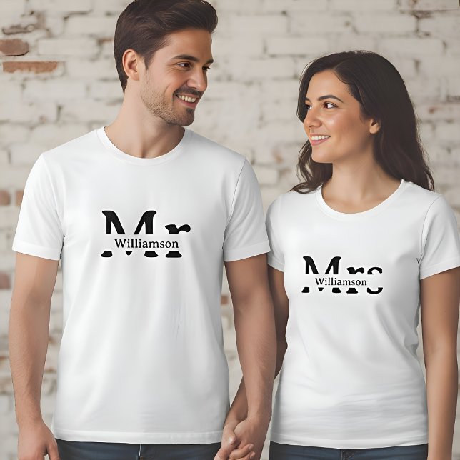 Mrs | Misses Family Name Custom Couples Womens T-Shirt (Creator Uploaded)