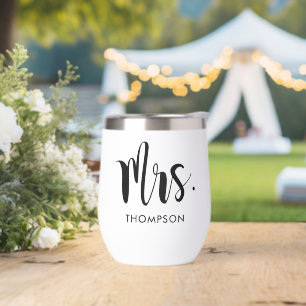Mrs Modern Black Script Personalised Wedding