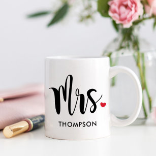 Mrs Modern Black Script Personalised Wedding Coffee Mug