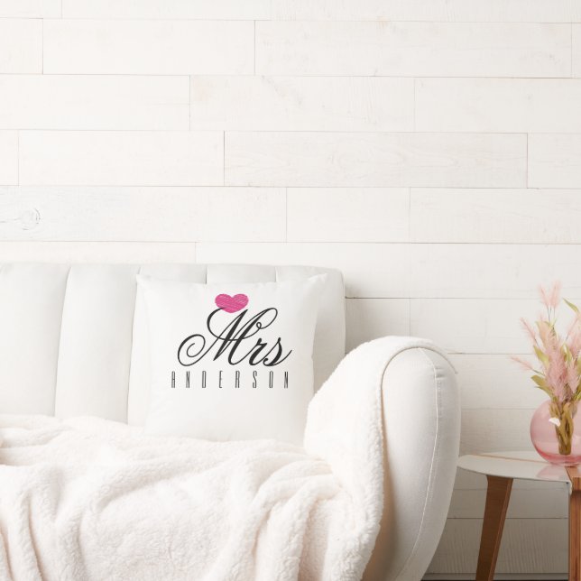 Mrs Modern Script Custom Wedding Cushion (Couch)