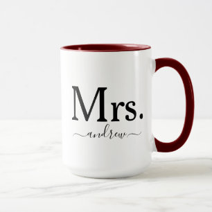 Mrs. Modern Script Monogram Wedding  Mug