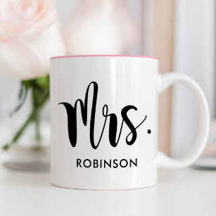 Mrs. Modern Script Monogram Wedding Magic Mug