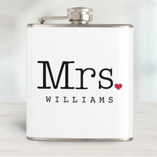 Mrs. Monogram Wedding Gift for Bride Hip Flask