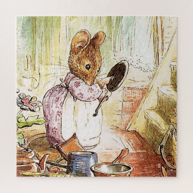 “Mrs Mouse Cleans Pots and Pans” by Beatrix Potter Jigsaw Puzzle (Vertical)