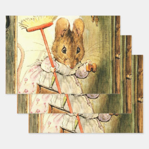 “Mrs Mouse Sweeps the Dollhouse” by Beatrix Potter Wrapping Paper Sheet