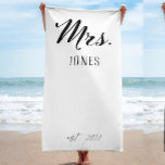 Mrs. Mr Honeymoon Gift , Just Married Custom Gift  Beach Towel<br><div class="desc">Mrs and Mr Beach Towels for Honeymoon,  Just Married Personalised Custom Gift for Wedding Newlyweds Couples Husband Wife</div>