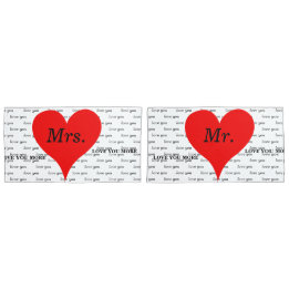 Mrs. Mr. Red Hearts Love Pillowcase