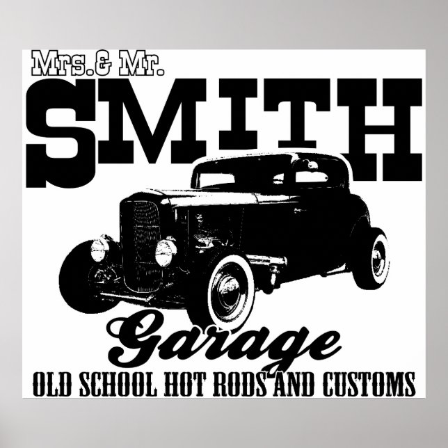 Mrs.& Mr. Smith Hot-Rod Garage Poster (Front)