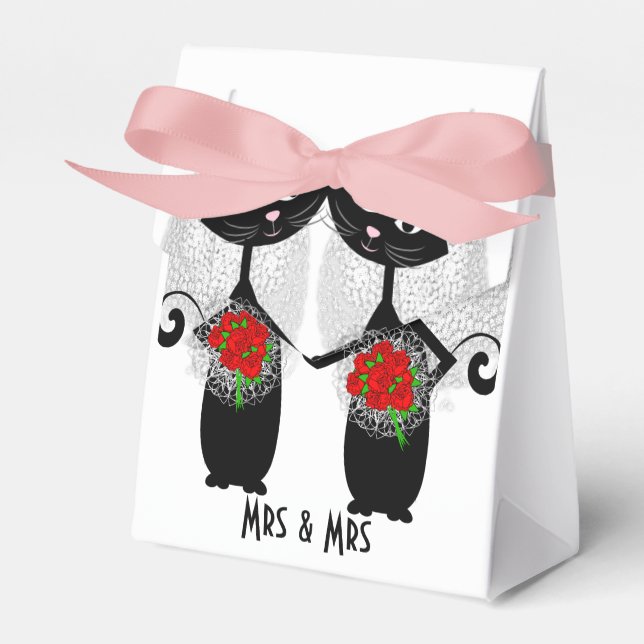 Mrs & Mrs Lesbian Couple Personalised Wedding Favour Box (Front Side)