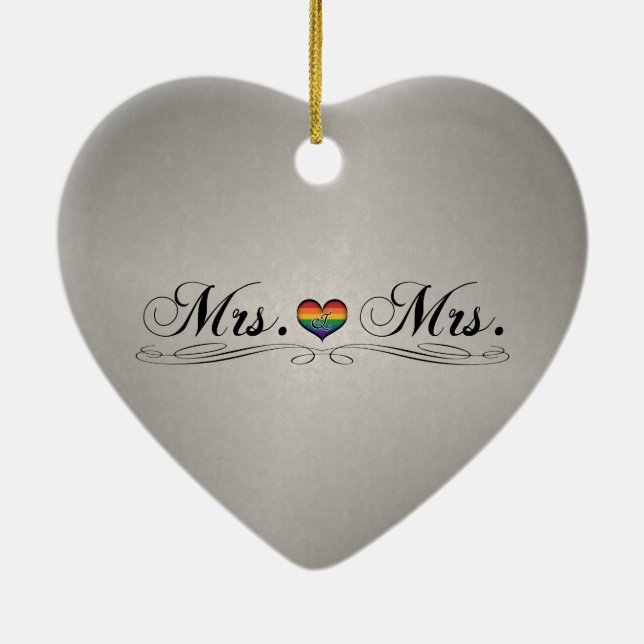 Mrs. & Mrs. Lesbian Design Ceramic Tree Decoration (Back)