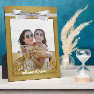 Mrs & Mrs Lesbian Gay Wedding Photo Frame in Gold