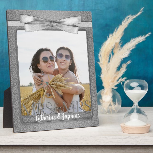 Mrs & Mrs Lesbian Gay Wedding Photo Plaque (Side)