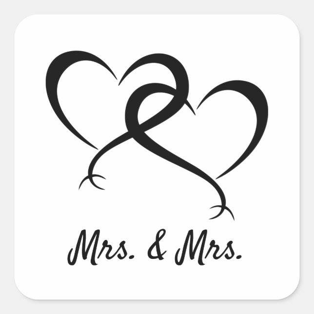 Mrs. & Mrs. Lesbian Pride Quadratic Sticker (Front)
