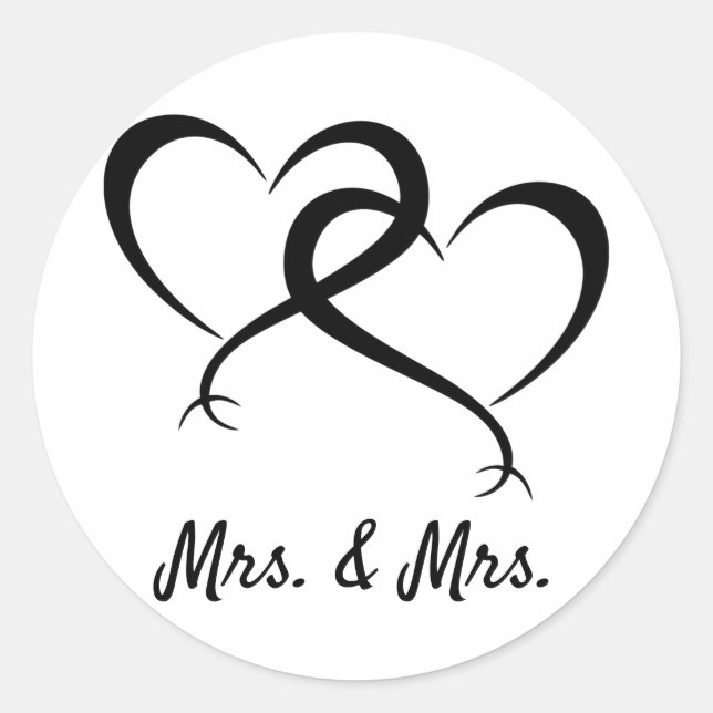 Mrs. & Mrs. Lesbian Pride Runder sticker (Front)