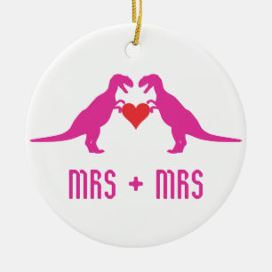 Mrs+Mrs- Love is Love Dinosaurs Ceramic Ornament
