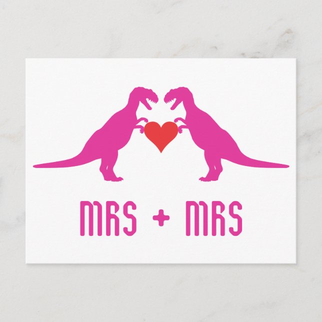 Mrs+Mrs- Love is Love Dinosaurs Postcard (Front)