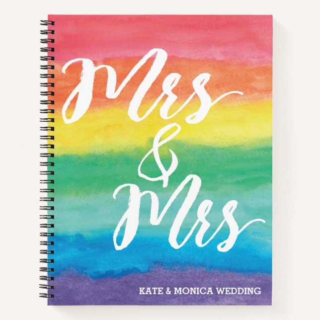 Mrs & Mrs Rainbow Lesbian Wedding Notebook (Front)