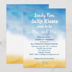 Mrs. & Mrs Sandy Toes Couple's Shower - sky & sand Invitation