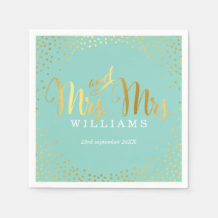 MRS & MRS STYLISH WEDDING TABLE confetti gold mint Napkin