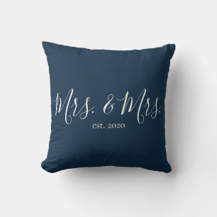 Mrs. & Mrs. Throw Pillow for Newlyweds Anniversary