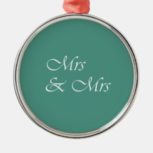 Mrs & Mrs Typography Metal Ornament