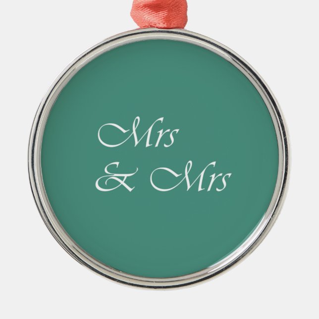 Mrs & Mrs Typography Metal Ornament (Front)