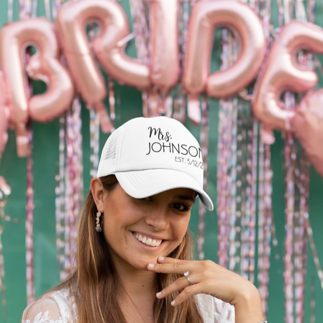 Mrs Name Newlywed Bride Monogram Trucker Hat (Creator Uploaded)