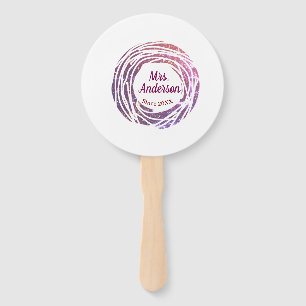 Mrs name pink mauve border since year wedding brid hand fan