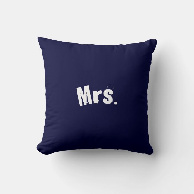 Mrs. Navy Blue Accent Pillow (Front)