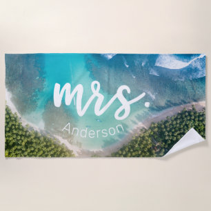 Mrs. Newlywed Beach Photo Bride Personalised Beach Towel