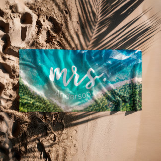 Mrs. Newlywed Beach Photo Bride Personalised Towel