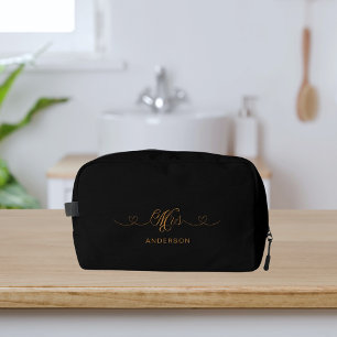 Mrs newlywed black gold dopp kit