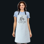 Mrs newlywed bride personalised blue apron<br><div class="desc">For the newlywed,  this light blue and black apron features "Mrs." in an elegant and modern script along with a last name and "established" date. Makes a cute bridal shower or bachelorette gift!</div>