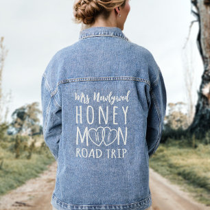 Mrs Newlywed Honeymoon Road Trip Womens Denim Jacket