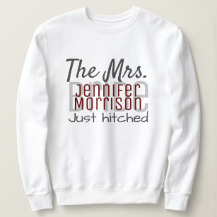 Mrs. Newlywed Modern Maroon Wedding Clothing Sweatshirt
