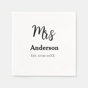 Mrs newlywed wife bride name date year est. Simple Napkin
