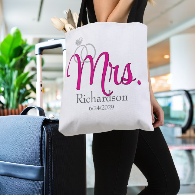 Mrs. Newlywed with Wedding Rings Tote Bag (Creator Uploaded)