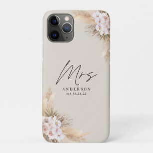 Mrs pampas dried botanical stylish wedding  Case-Mate iPhone case