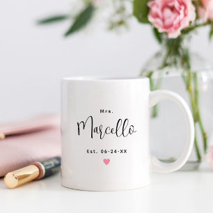 Mrs Personalised Black Script Last Name Wedding Coffee Mug