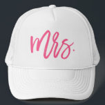 Mrs. Pink Chic Script Trucker Hat<br><div class="desc">This hat design is perfect for the newly married bride and features "Mrs." in a bright hot-pink brush script.</div>