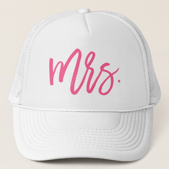 Mrs. Pink Chic Script Trucker Hat (Front)