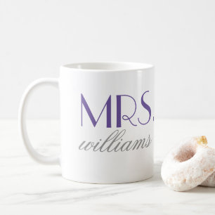 Mrs. Purple Wedding Monogram Coffee Mug