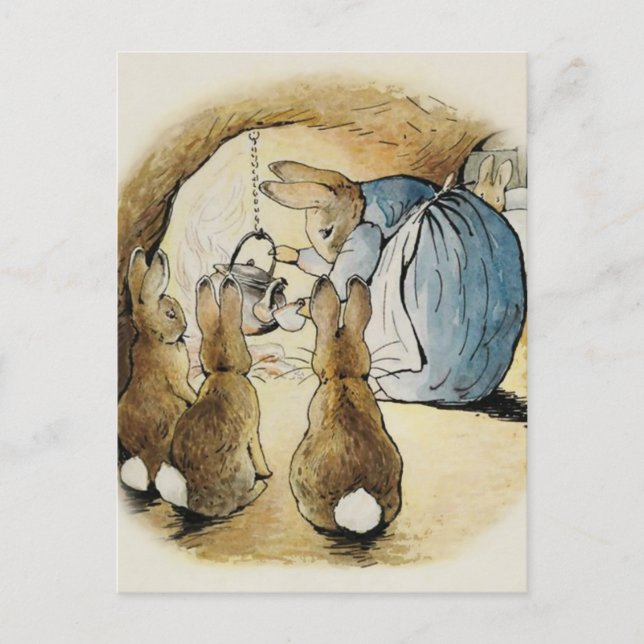 Mrs Rabbit Pours Tea by Beatrix Potter Postcard (Front)