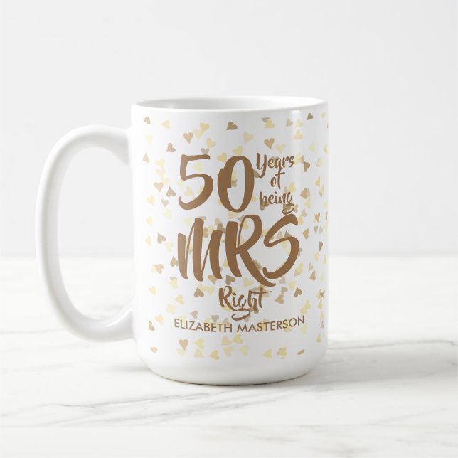 Mrs Right Fun 50th Golden Wedding Anniversary Coffee Mug (Left)