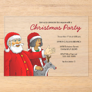 Mrs. Santa and Santa's Christmas Party Acrylic Invitations