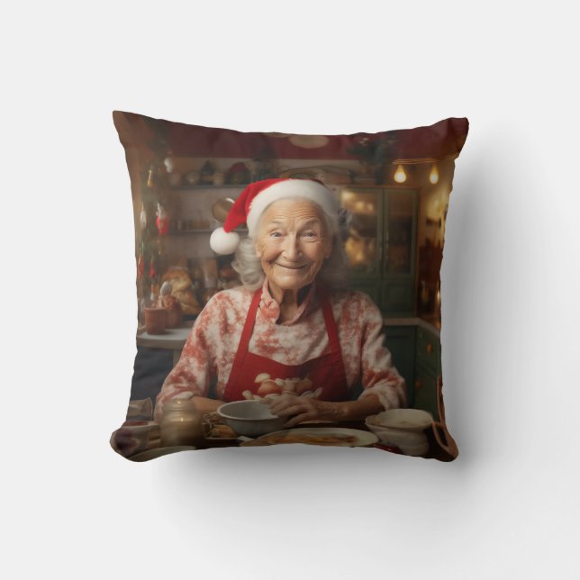 Mrs Santa Baking Cake Cushion (Front)
